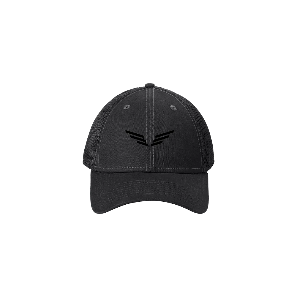 Black Embroidered Wings Trucker Cap