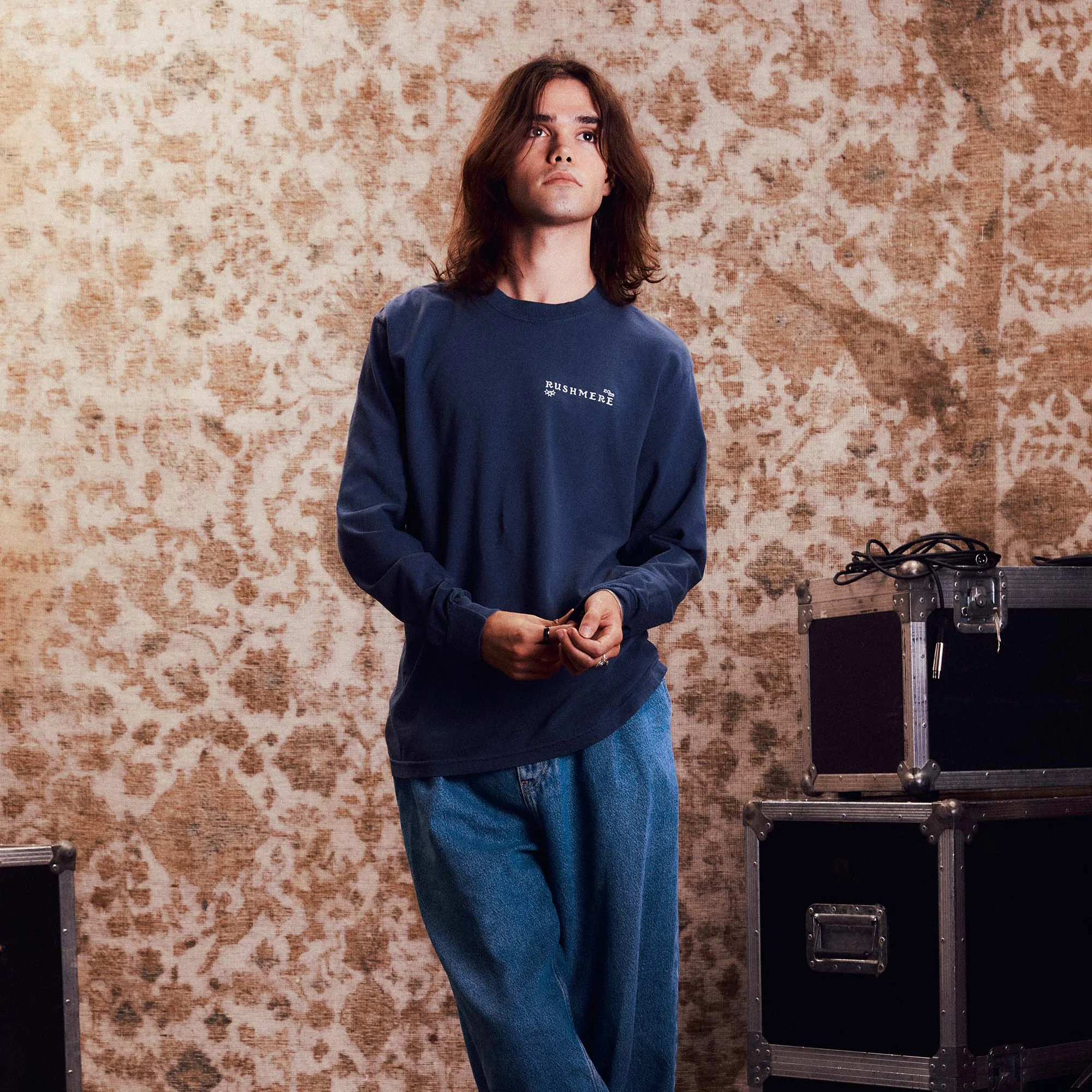 Blue Stamp Print Long Sleeve T-Shirt - Image 2