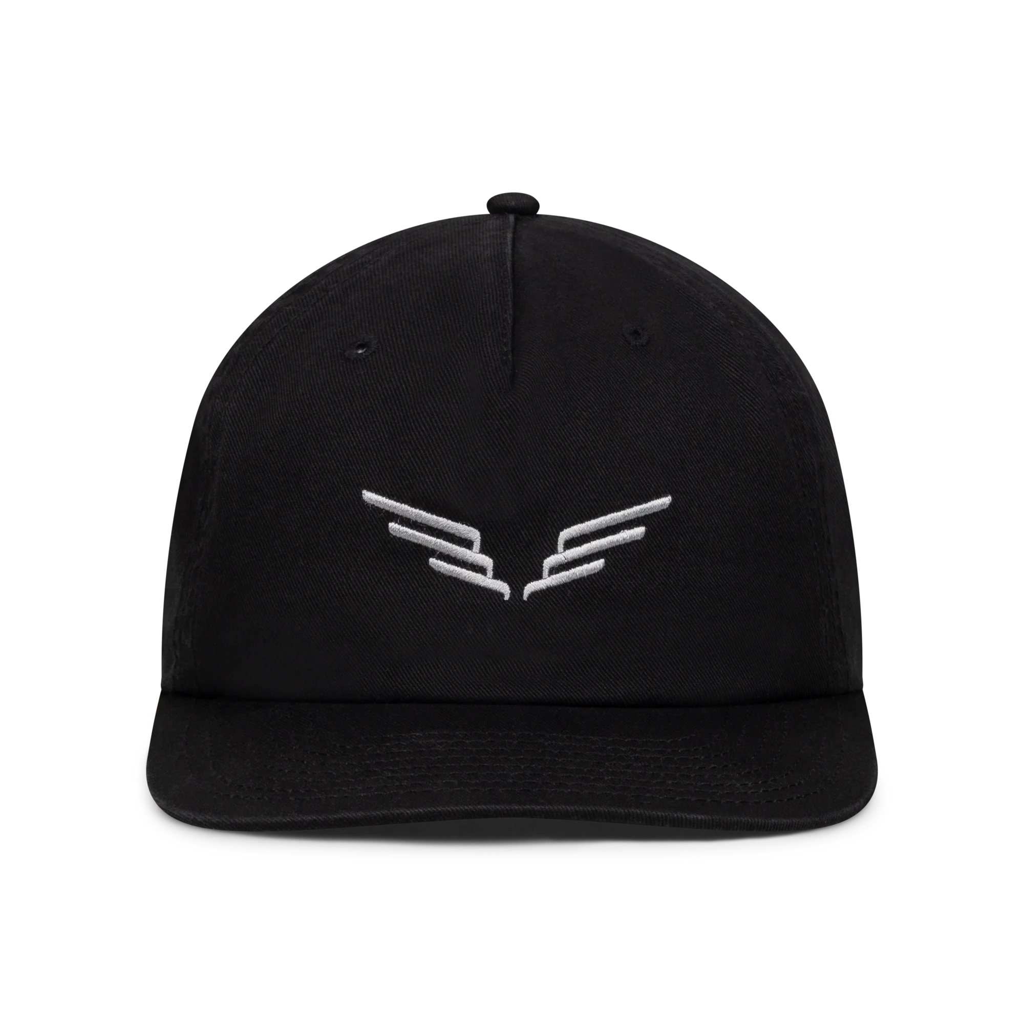 Grey / Black Embroidered Wings Cap